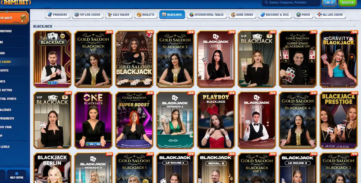 Live-Blackjack-Tisch bei Romibet
